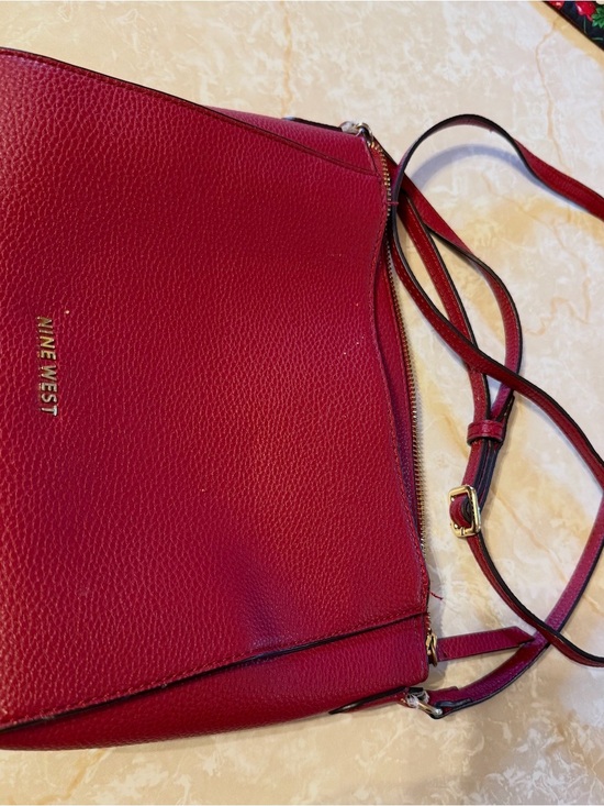 Nine West Handbags - Nine West Burgundy Pebbled Crossbody with Gold Hardware
